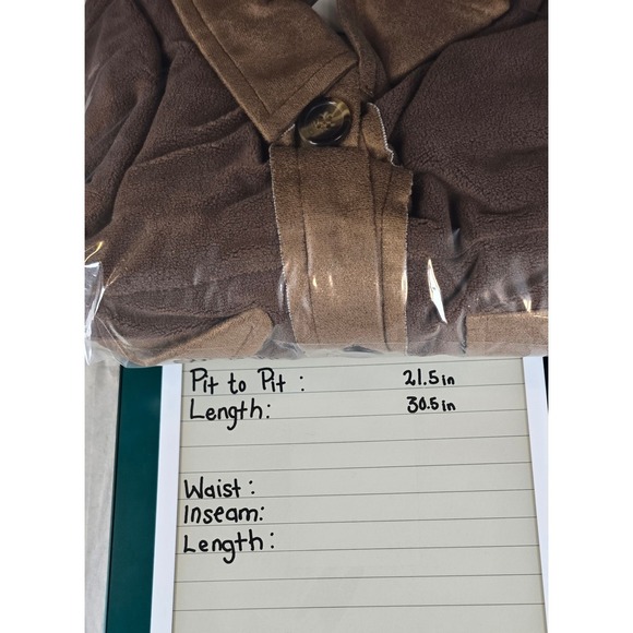Fleece Shacket Women Medium Brown New Button Down Long Sleeve Oversized - Picture 8 of 8